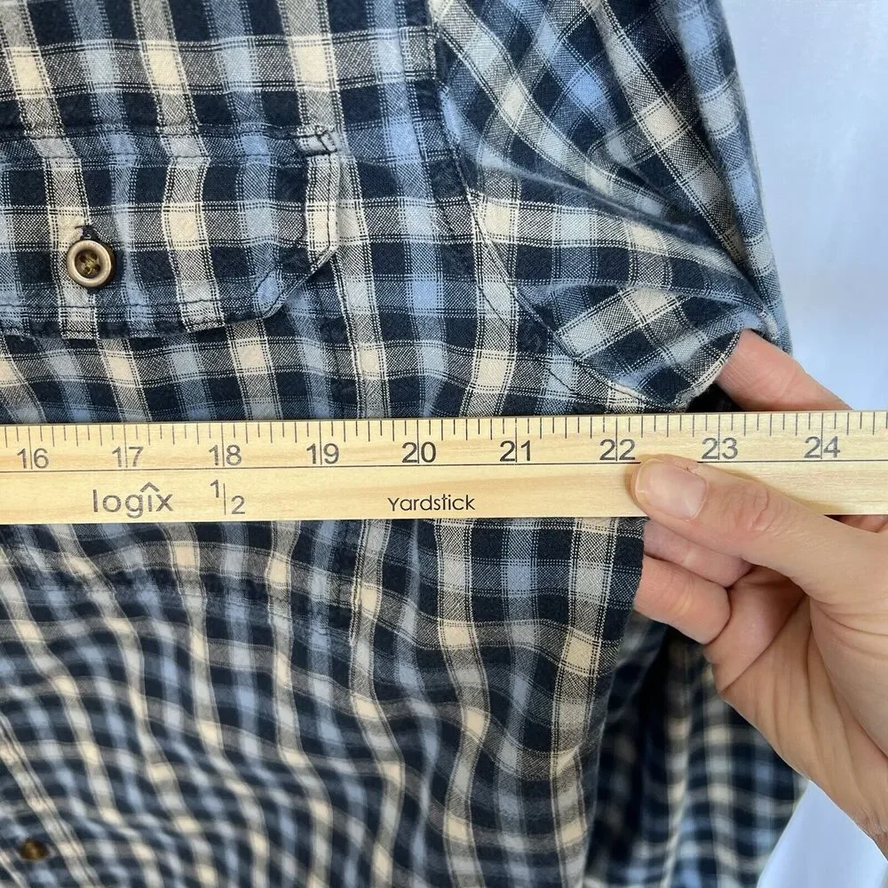 Carhartt Relaxed Fit L Heavy Cotton Long Sleeve Button Up Shirt Blue Plaid‎ Work